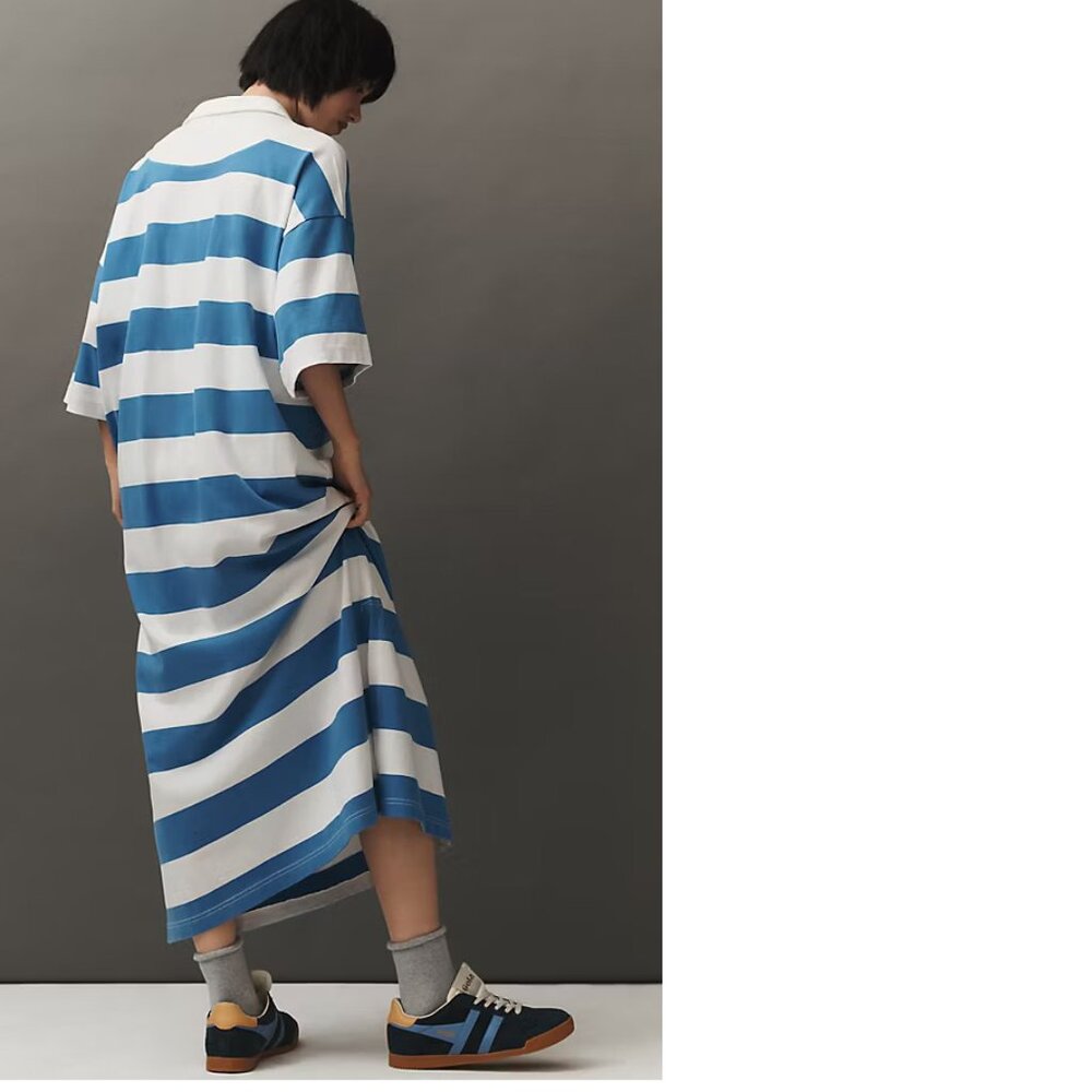 Anthropologie Blue and White Striped Maxi Dress - Picture 3 of 4